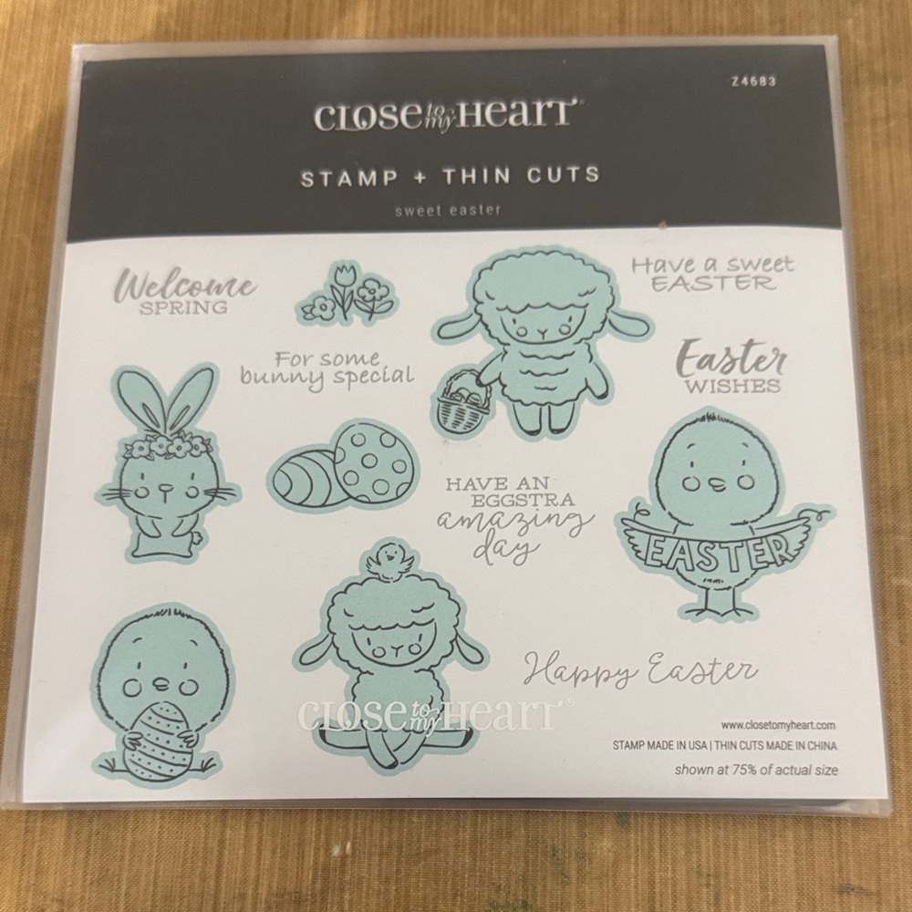 Easter Lamb & Chick Clear Stamp Set - Teal Artwork